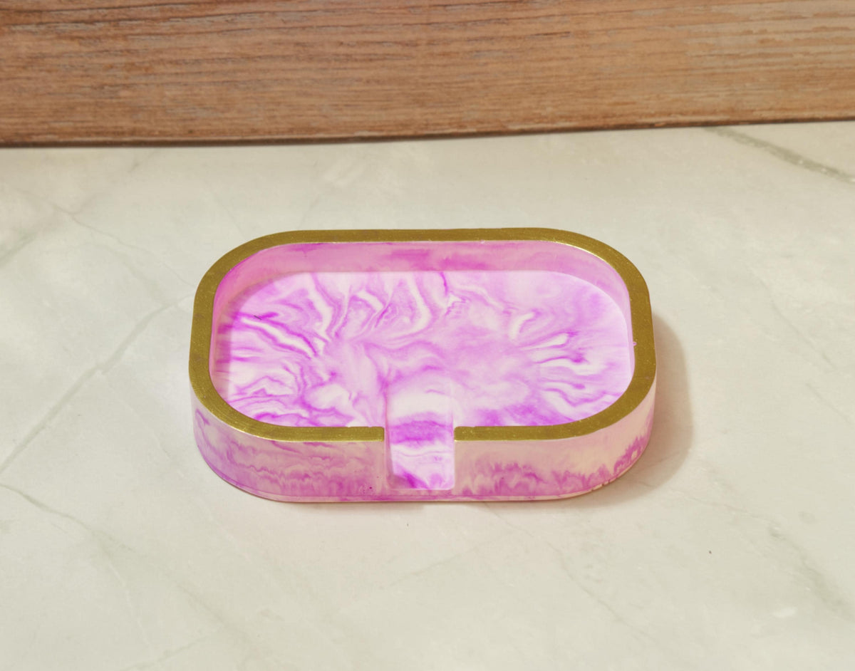 Modern Eco-resin Bar Soap Holder with Drainage - Marbled Stone Soap Tray, Waterproof Bathroom Counter Deck - The Horizon Soap Throne