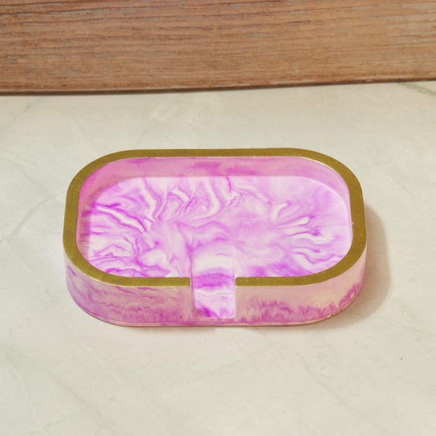 Modern Eco-resin Bar Soap Holder with Drainage - Marbled Stone Soap Tray, Waterproof Bathroom Counter Deck - The Horizon Soap Throne