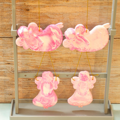 Hand Poured Eco Resin Christmas Ornaments Set of 4 | Marbled Stone Holiday Decor | Keepsake Christmas Tree Ornaments Gift Pack