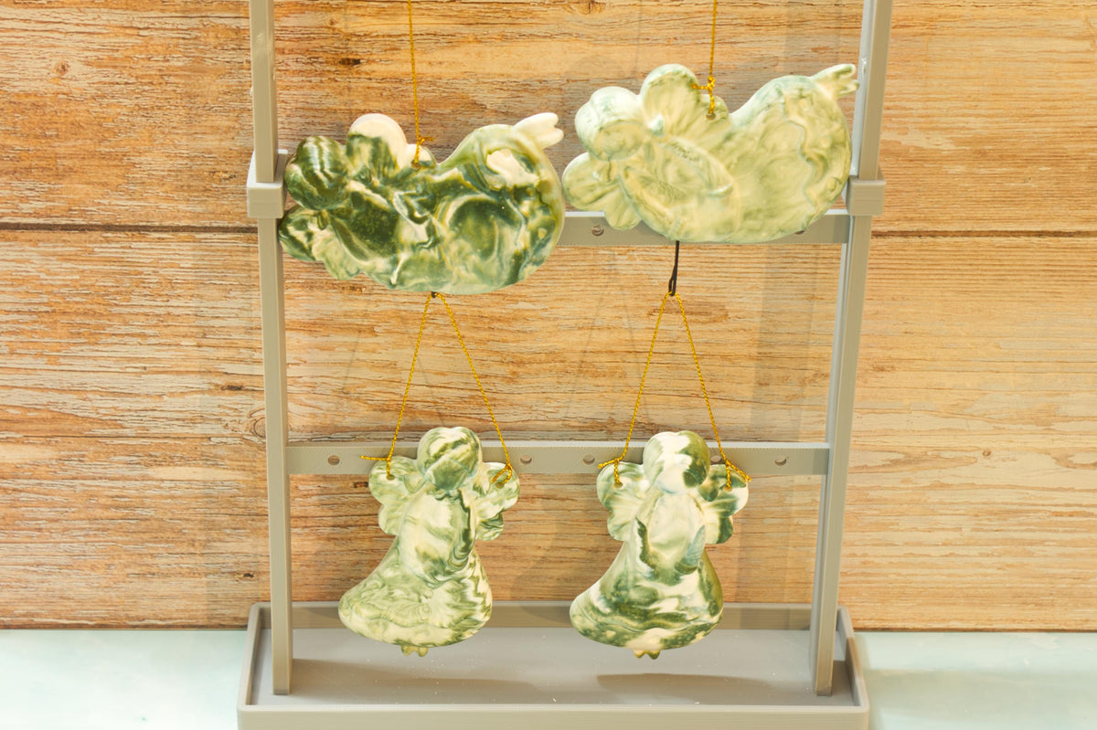 Hand Poured Eco Resin Christmas Ornaments Set of 4 | Marbled Stone Holiday Decor | Keepsake Christmas Tree Ornaments Gift Pack