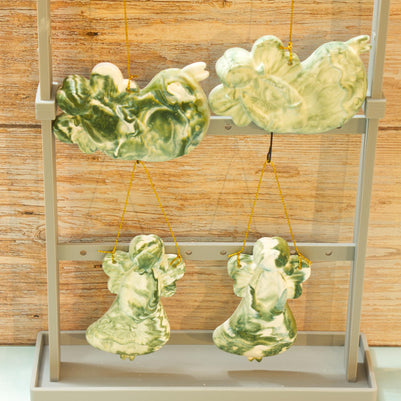Hand Poured Eco Resin Christmas Ornaments Set of 4 | Marbled Stone Holiday Decor | Keepsake Christmas Tree Ornaments Gift Pack