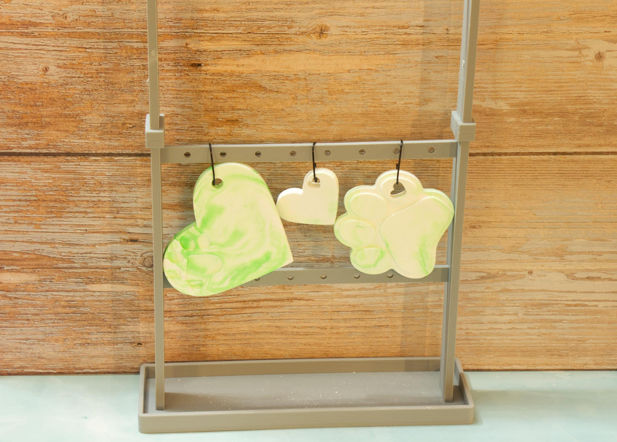 Hand Poured Eco Resin Pet Remembrance Ornaments Set of 3 | Marbled Stone Paw Print Christmas Keepsakes | Dog Cat Memorial Ornament Gift Pack