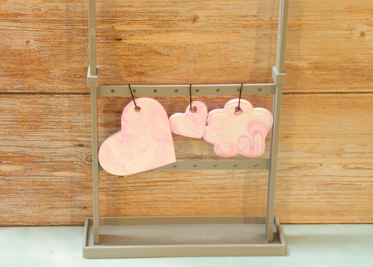 Hand Poured Eco Resin Pet Remembrance Ornaments Set of 3 | Marbled Stone Paw Print Christmas Keepsakes | Dog Cat Memorial Ornament Gift Pack