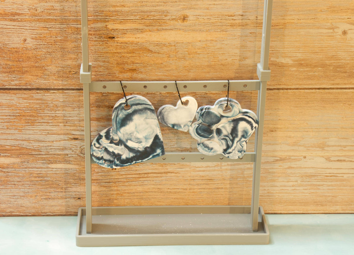 Hand Poured Eco Resin Pet Remembrance Ornaments Set of 3 | Marbled Stone Paw Print Christmas Keepsakes | Dog Cat Memorial Ornament Gift Pack