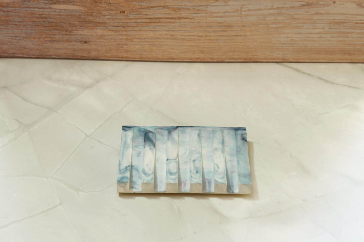 Modern Channeled Soap Dish  Lunar Soap Throne Eco-Resin Bathroom Countertop Organizer, Marbled Jewelry Trinket Plate, Sculptural Soap Holder