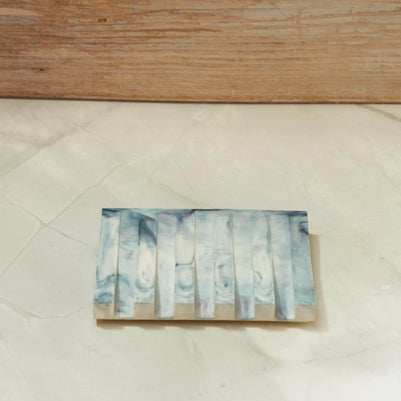 Modern Channeled Soap Dish  Lunar Soap Throne Eco-Resin Bathroom Countertop Organizer, Marbled Jewelry Trinket Plate, Sculptural Soap Holder