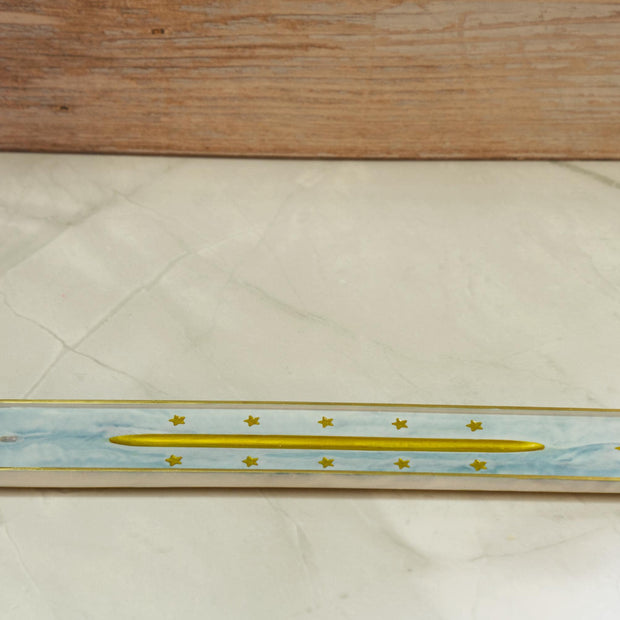 Modern Wavy Incense Holder - Twilight Incense Dock Eco-Resin Bathroom Countertop Ash Catcher, Marbled Pastel Aromatherapy Deck