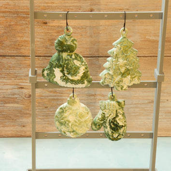 Hand Poured Eco Resin Christmas Ornaments Set of 4 | Marbled Stone Holiday Decor | Keepsake Christmas Tree Ornaments Gift Pack