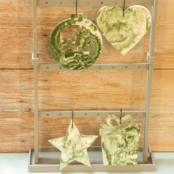 Hand Poured Eco Resin Christmas Ornaments Set of 4 | Marbled Stone Holiday Decor | Keepsake Christmas Tree Ornaments Gift Pack