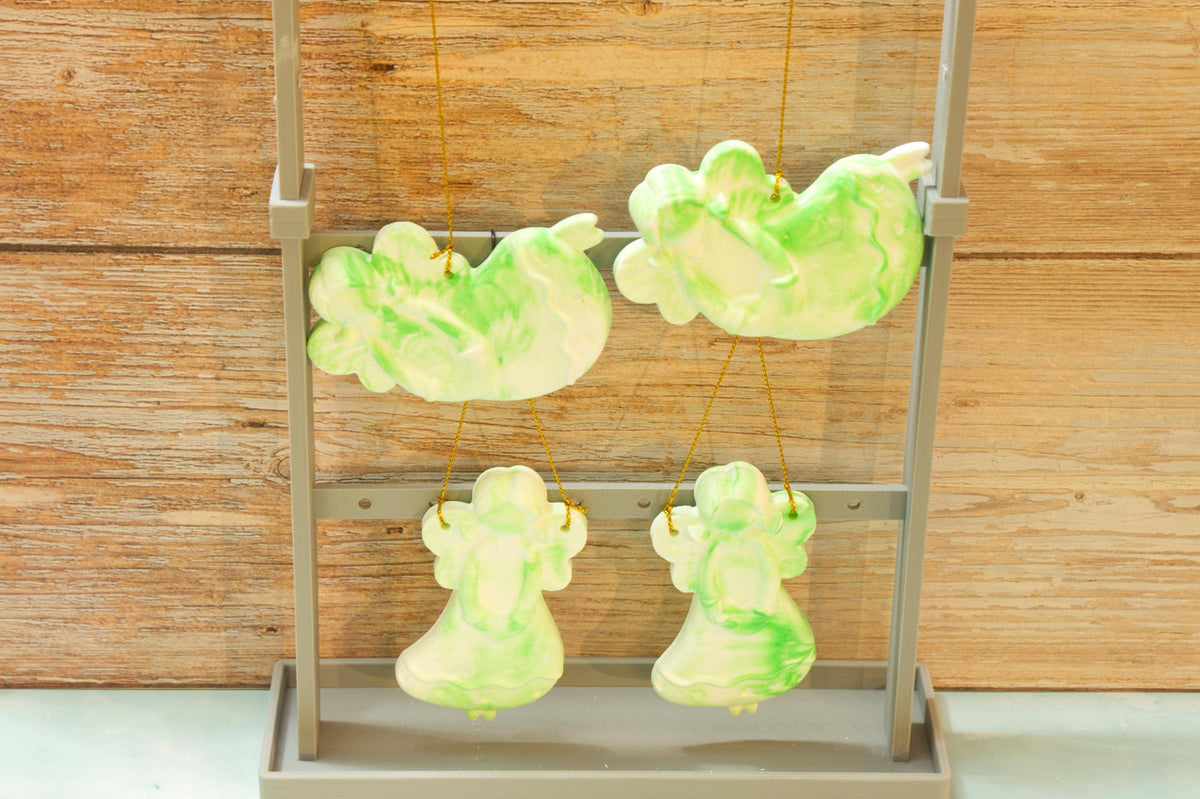Hand Poured Eco Resin Christmas Ornaments Set of 4 | Marbled Stone Holiday Decor | Keepsake Christmas Tree Ornaments Gift Pack
