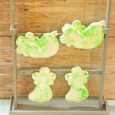 Hand Poured Eco Resin Christmas Ornaments Set of 4 | Marbled Stone Holiday Decor | Keepsake Christmas Tree Ornaments Gift Pack
