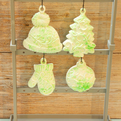 Hand Poured Eco Resin Christmas Ornaments Set of 4 | Marbled Stone Holiday Decor | Keepsake Christmas Tree Ornaments Gift Pack